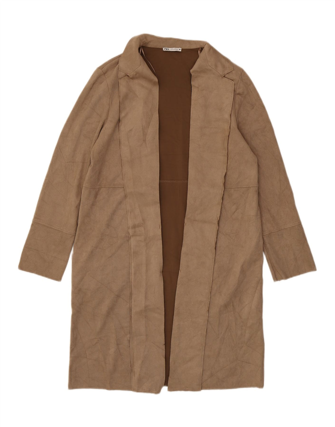 ZARA Womens Open Overcoat UK 18 XL Brown Polyester