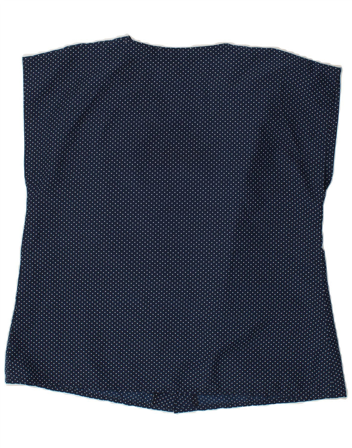 VINTAGE Womens Blouse Top UK 14 Large Navy Blue Spotted Vintage Vintage and Second-Hand Vintage from Messina Hembry 