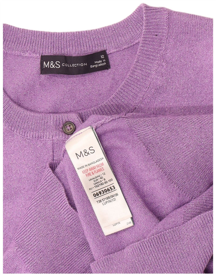 Maglione cardigan da donna Marks & Spencer UK 12 Viscosa viola medio