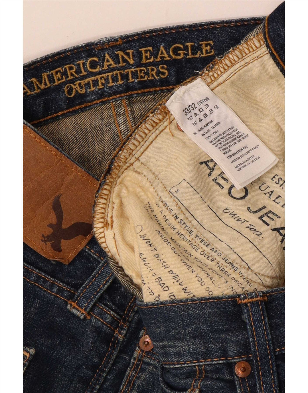 Jeans dritti da uomo American Eagle W33 L32 cotone blu