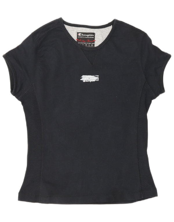 T-shirt CHAMPION da donna Heritage Classics UK 12 cotone nero medio