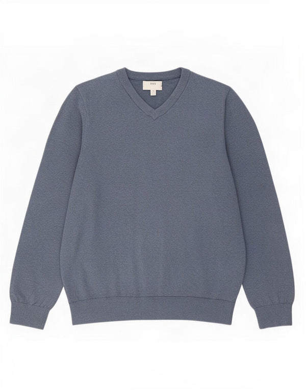 Marks & Spencer Mens V-Neck Jumper Sweater 2XL Blue Cotton