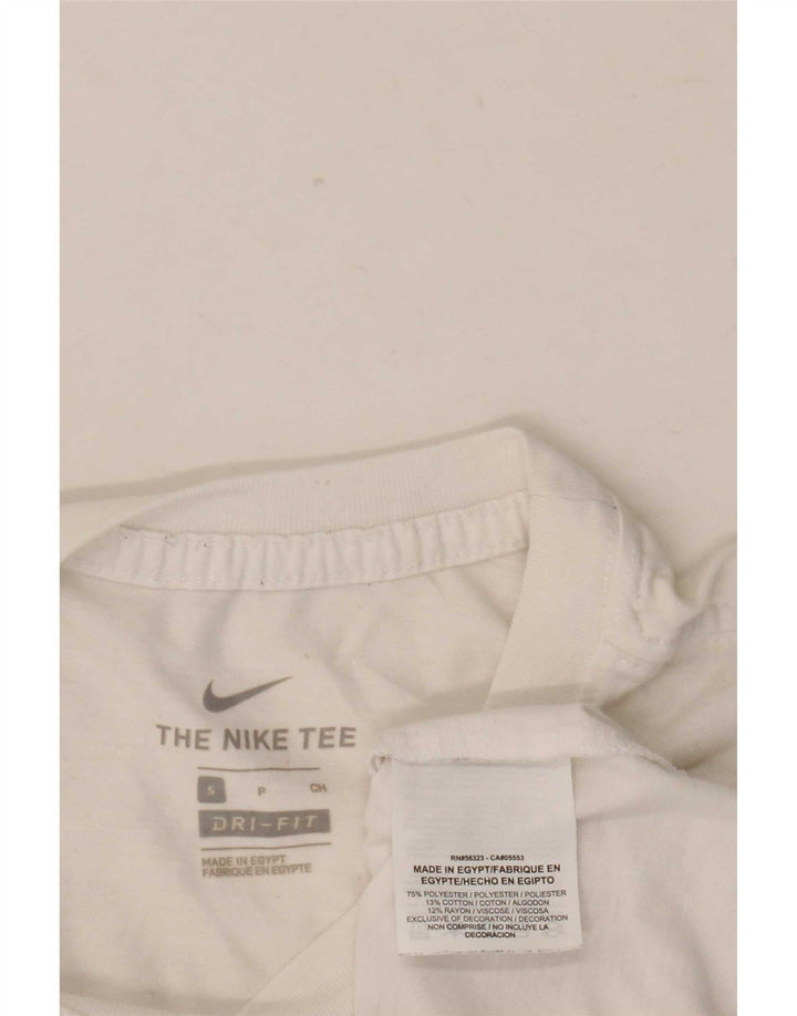 T-shirt grafica Nike Dri Fit da uomo, piccola, in poliestere bianco