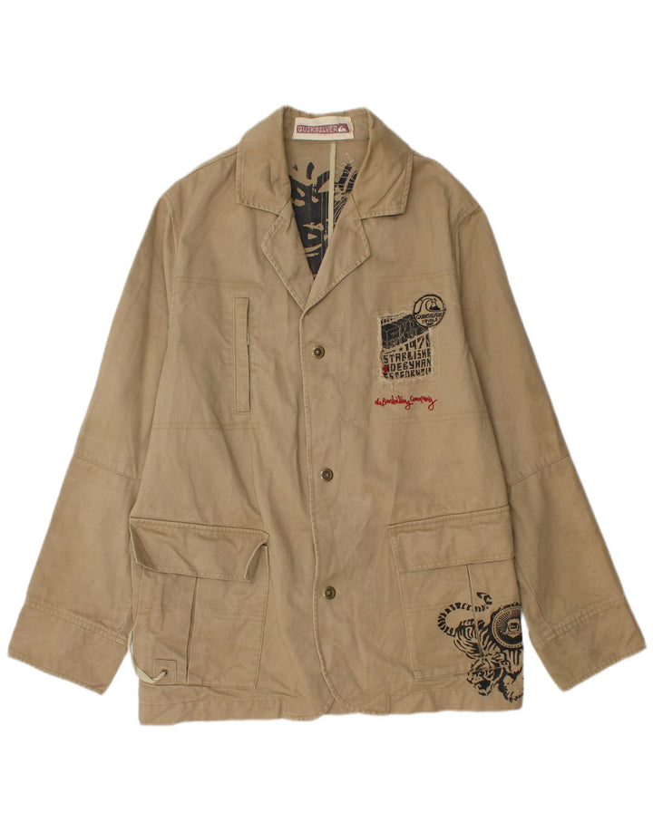 Giacca utility grafica da uomo Quiksilver UK 40 Large Beige Cotton