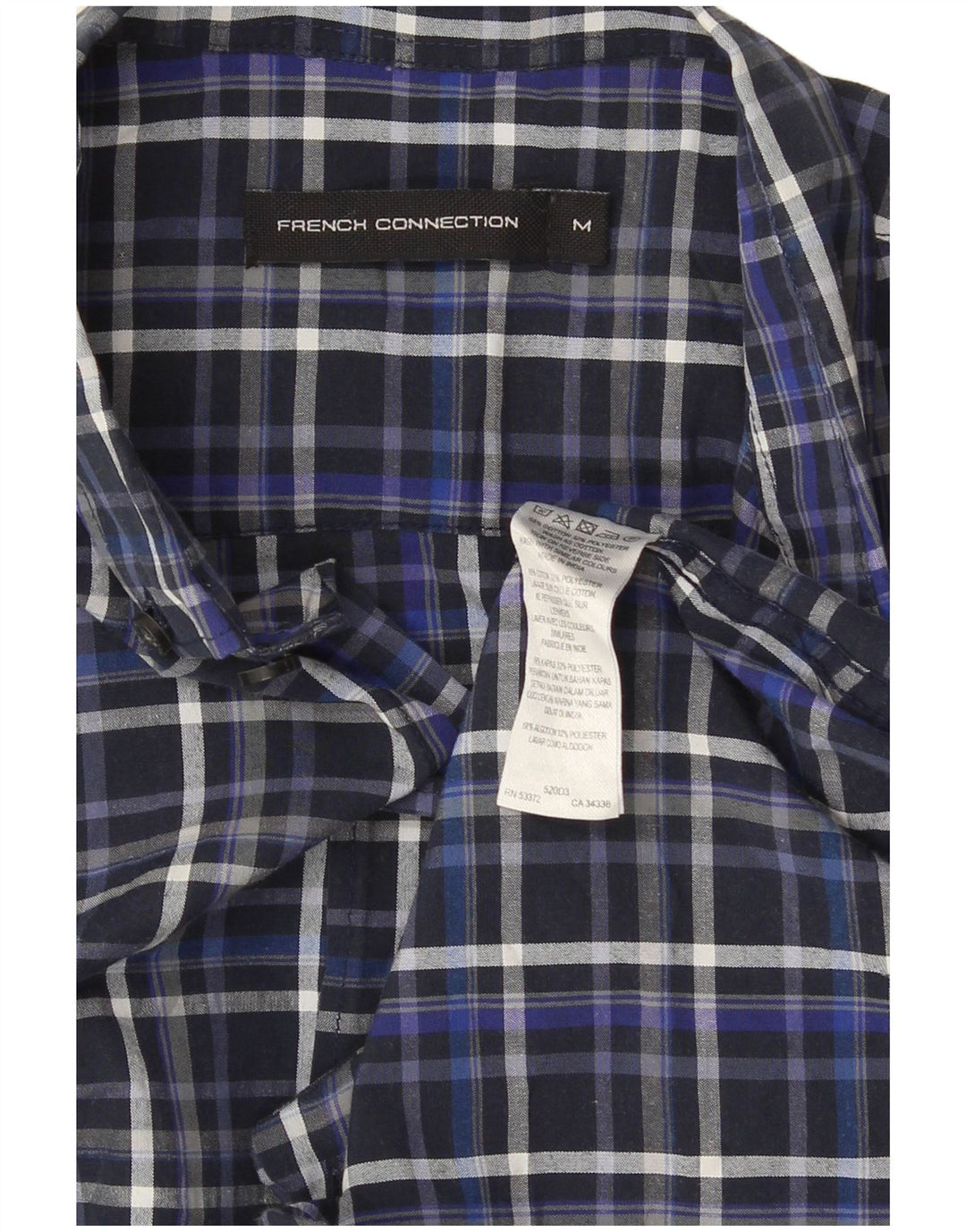 Camicia da uomo French Connection in cotone a quadri blu navy medio