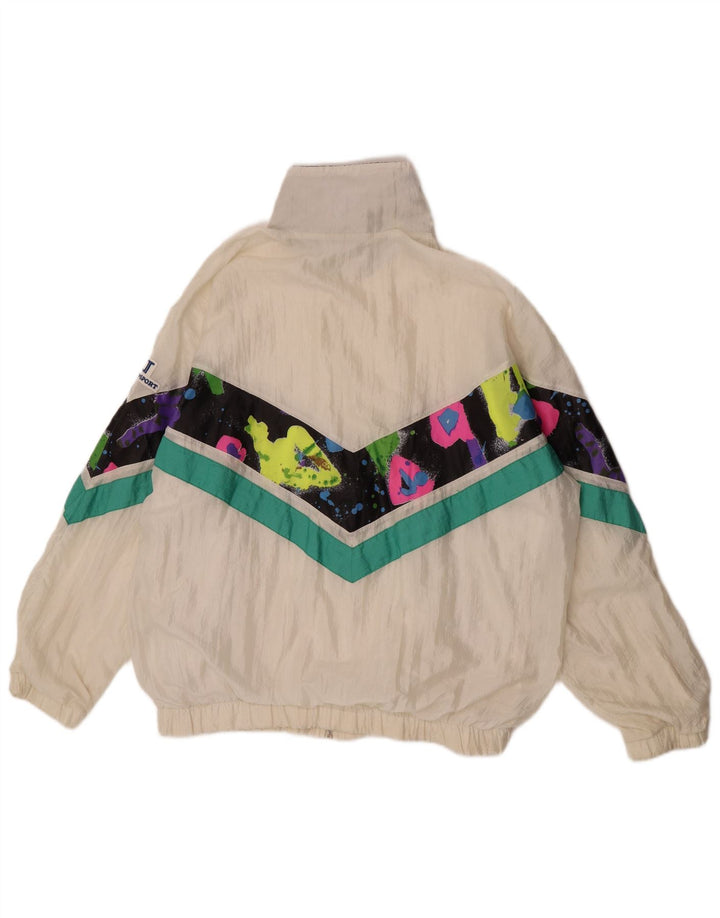Giacca da tuta oversize vintage da donna EU 46 XL Colorblock bianco