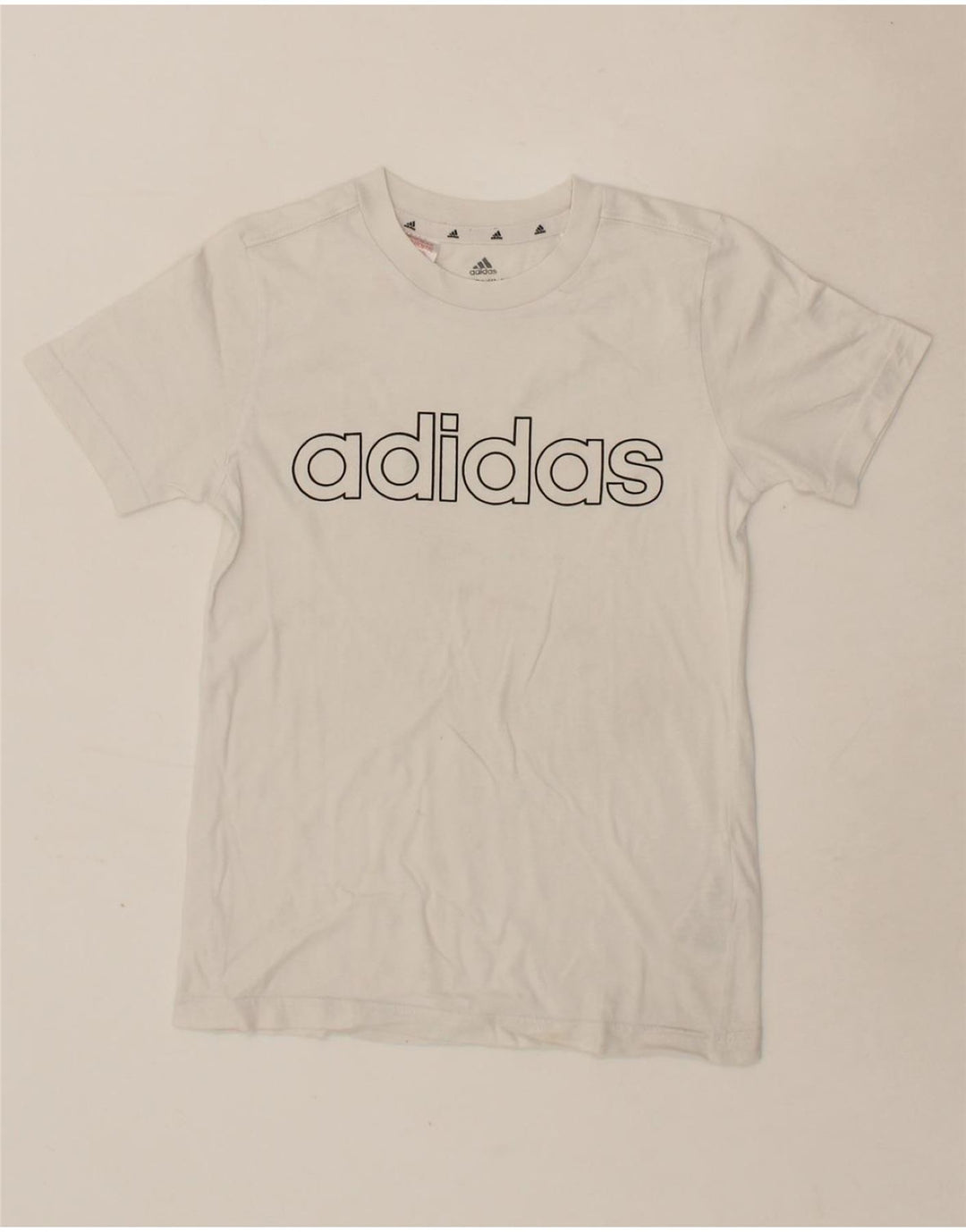 ADIDAS Boys Graphic T-Shirt Top 9-10 Years White Cotton Vintage Adidas and Second-Hand Adidas from Messina Hembry 