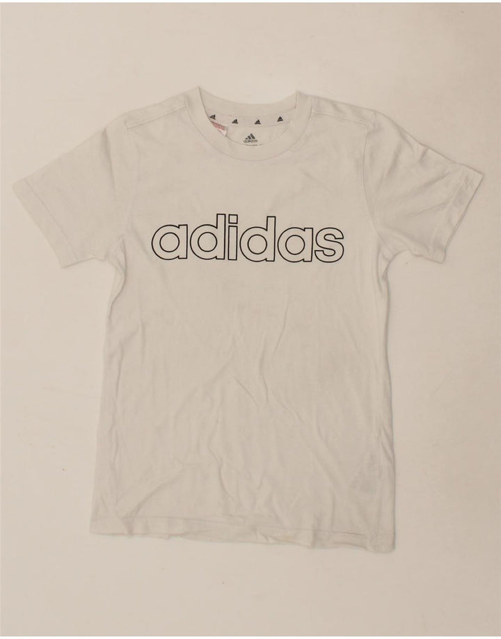 ADIDAS Boys Graphic T-Shirt Top 9-10 Years White Cotton Vintage Adidas and Second-Hand Adidas from Messina Hembry 
