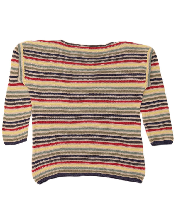 Maglione maglione con scollo a barca da donna Benetton UK 10 piccolo multicolore