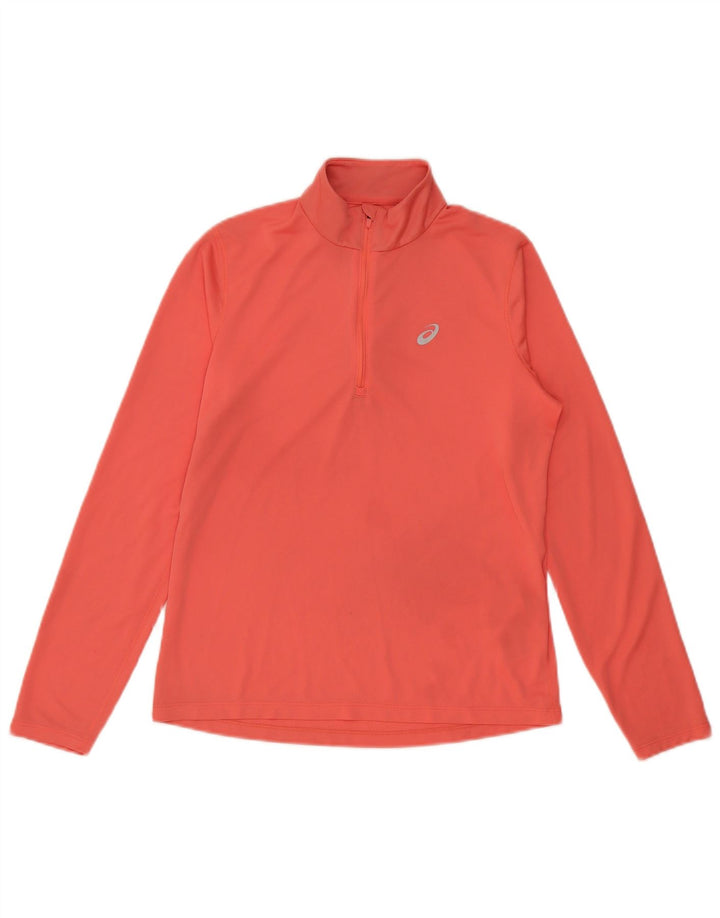 Asics Maglia da tuta da donna con collo e zip, taglia UK 14, poliestere rosa medio