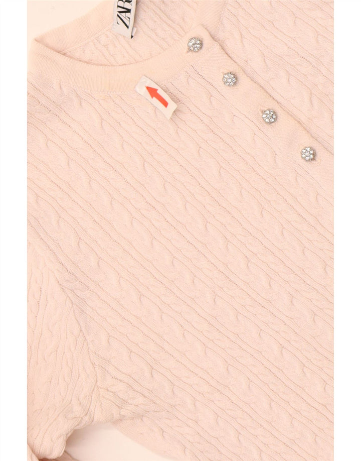 Maglione cardigan corto da donna Zara UK 8 piccolo rosa