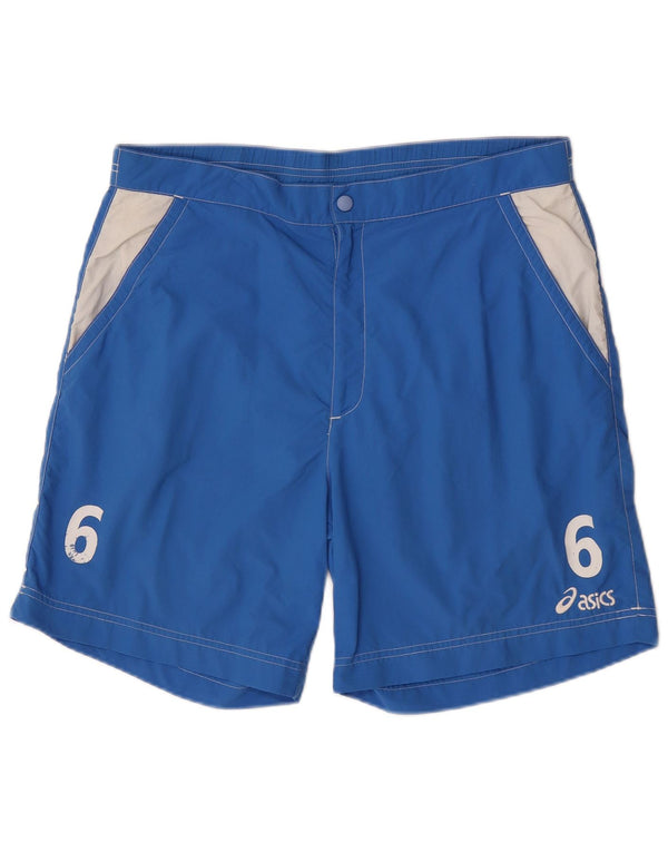 Pantaloncini chino grafici da uomo Asics XL W36 blu color block in poliammide