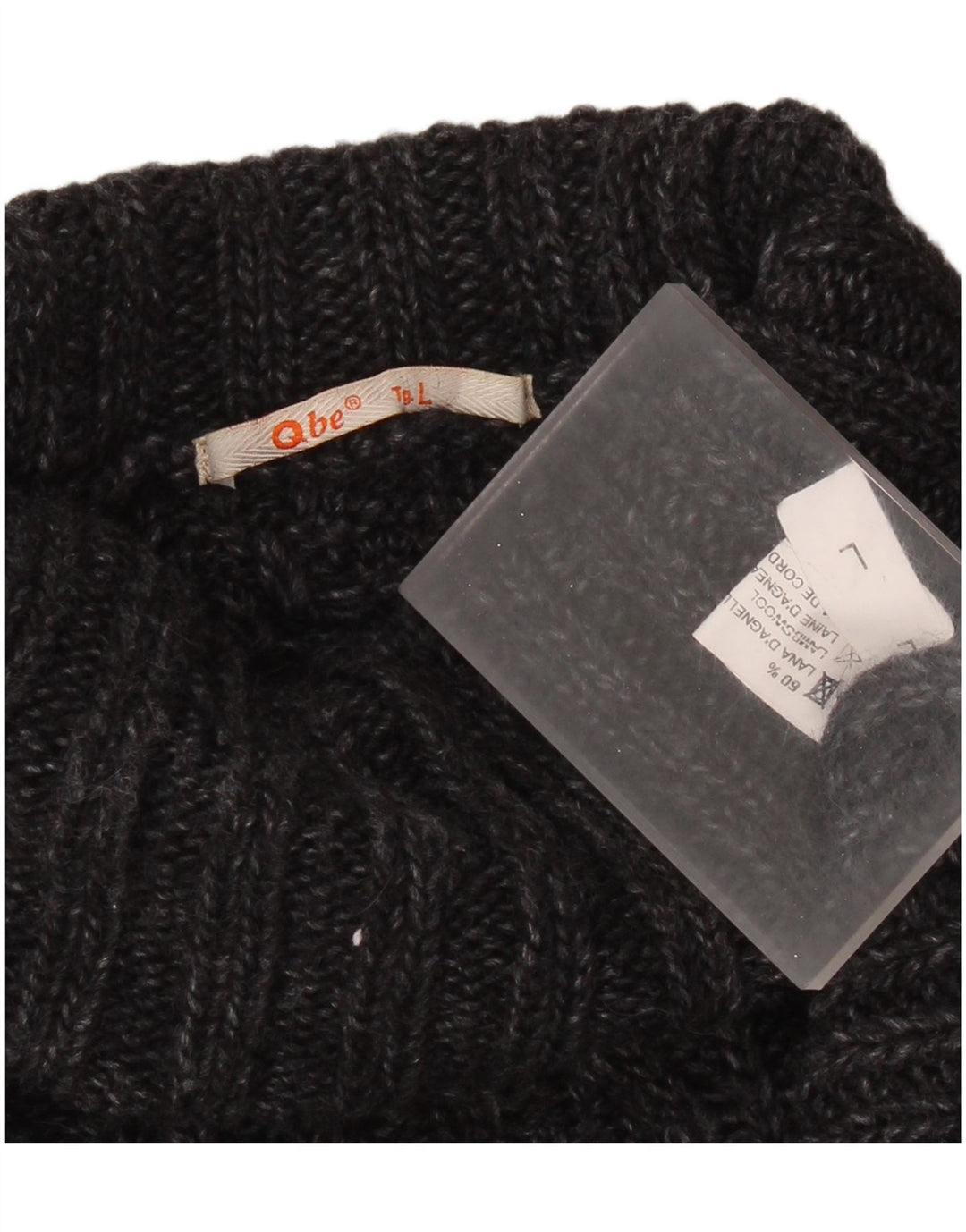 Maglione maglione vintage da uomo con collo alto, grande lana d'agnello grigia