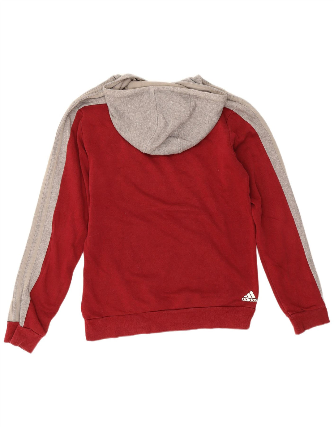 Felpa con cappuccio grafica da uomo Adidas, cotone color block rosso medio