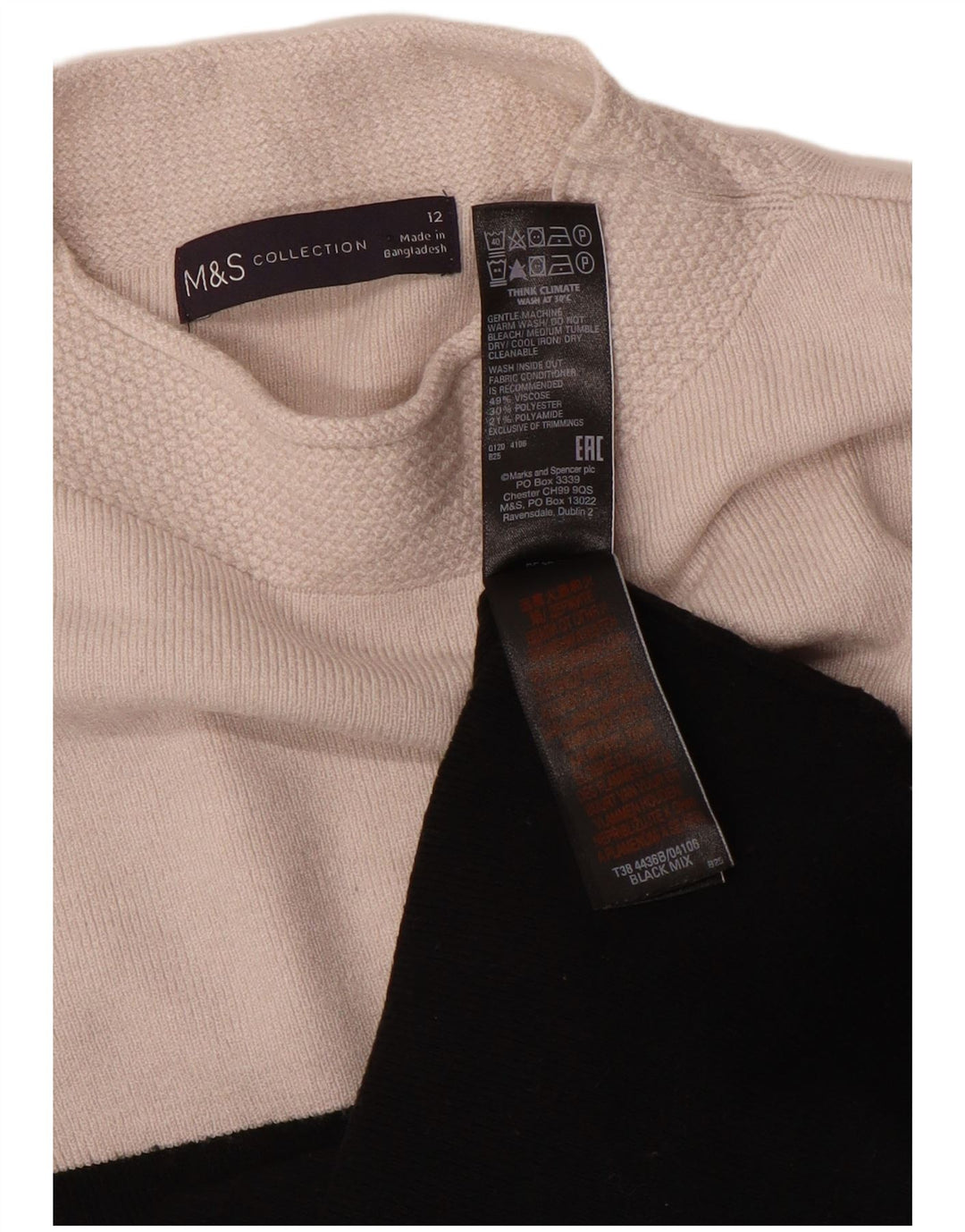 Maglione maglione a collo alto da donna Marks & Spencer UK 12 medio nero