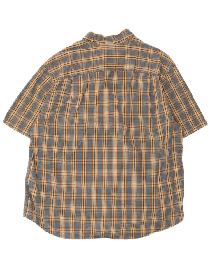 EDDIE BAUER Camicia a maniche corte da uomo XL in cotone a quadri blu