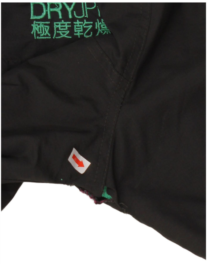 Giacca a vento con cappuccio da donna SUPERDRY UK 18 XL nylon nero