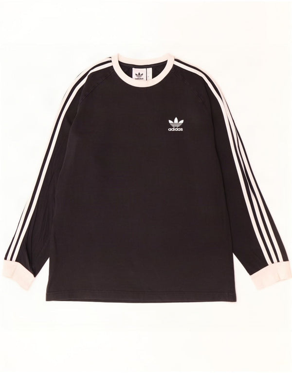 Top Adidas da uomo a manica lunga grande in cotone nero