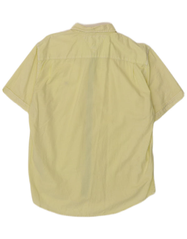 Camicia slim fit a maniche corte da uomo Tommy Hilfiger 2XL cotone giallo