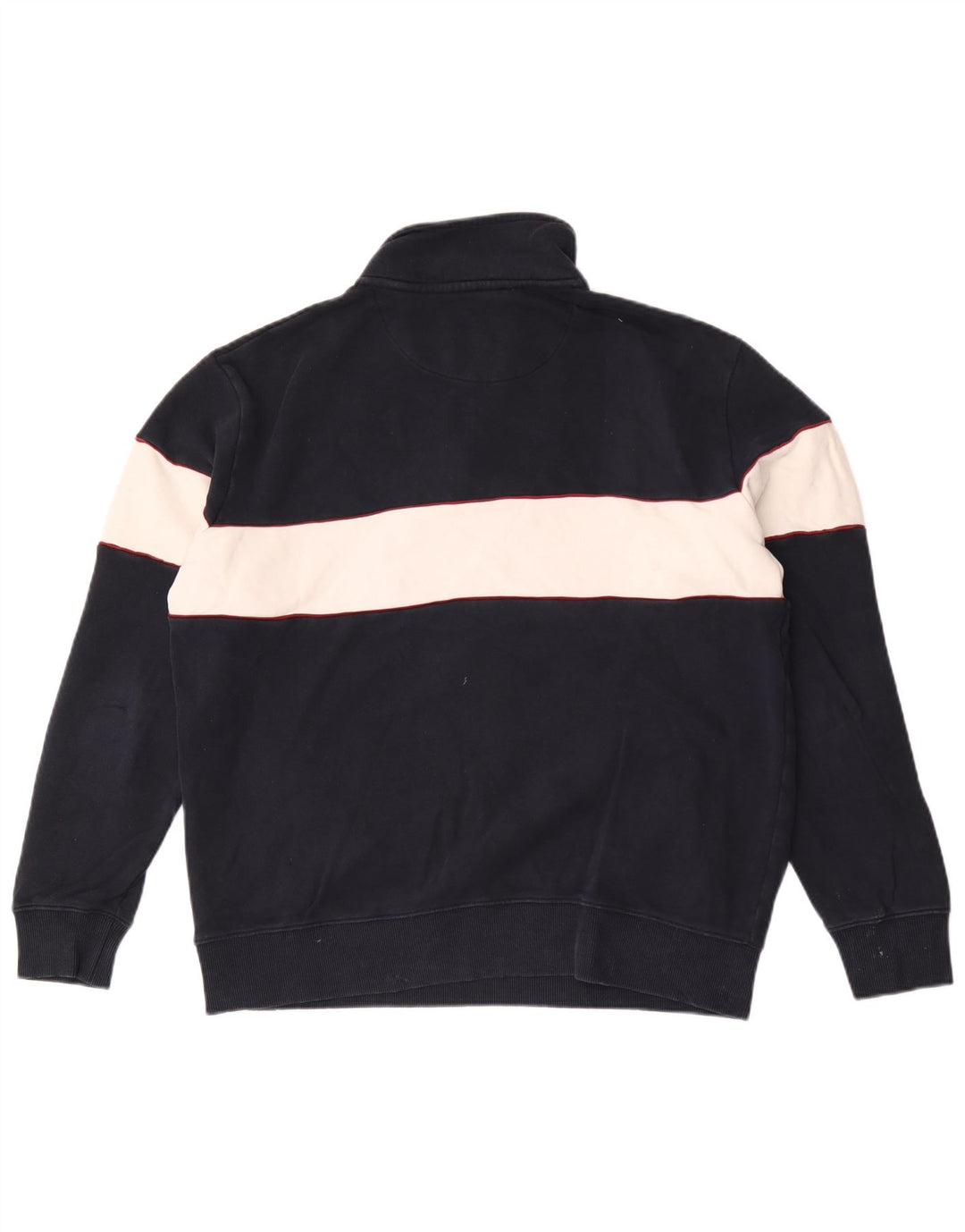Felpa da uomo Marks & Spencer con zip e collo, maglione grande, blu navy, color block