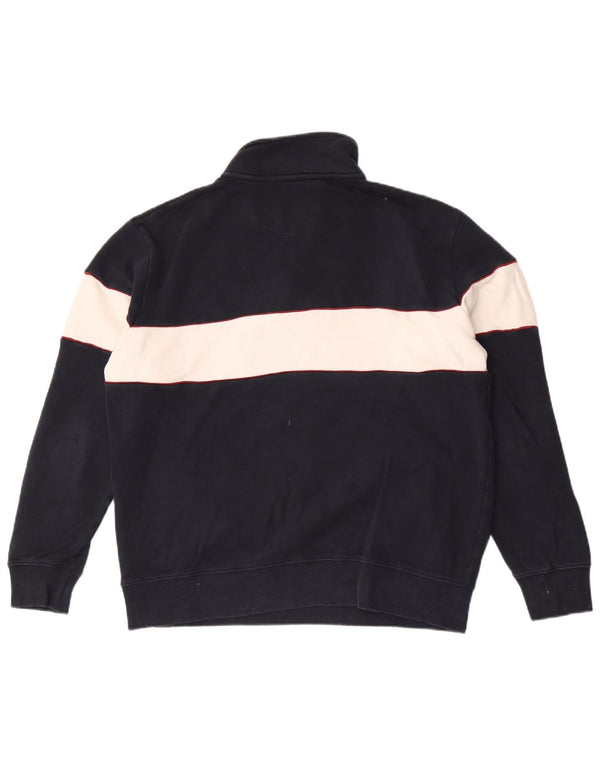 Felpa da uomo Marks & Spencer con zip e collo, maglione grande, blu navy, color block