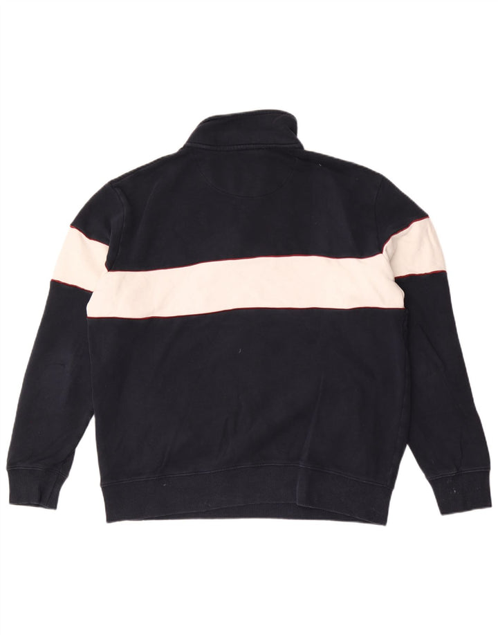 Felpa da uomo Marks & Spencer con zip e collo, maglione grande, blu navy, color block