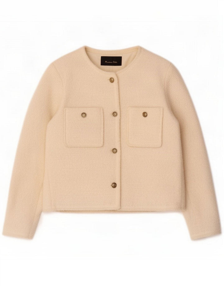 Massimo Dutti Giacca blazer oversize da donna a 4 bottoni UK 6 XS Bianco sporco