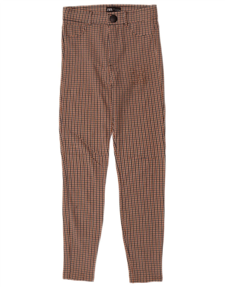 Pantaloni casual slim da donna Zara medi W28 L28 pied de poule marroni