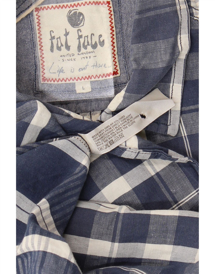 Camicia a maniche corte da uomo Fat Face Grande cotone scozzese blu navy