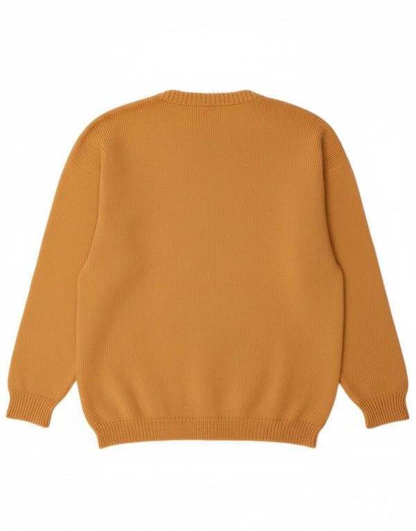 Maglione maglione vintage da donna con scollo a barca UK 16 grande giallo