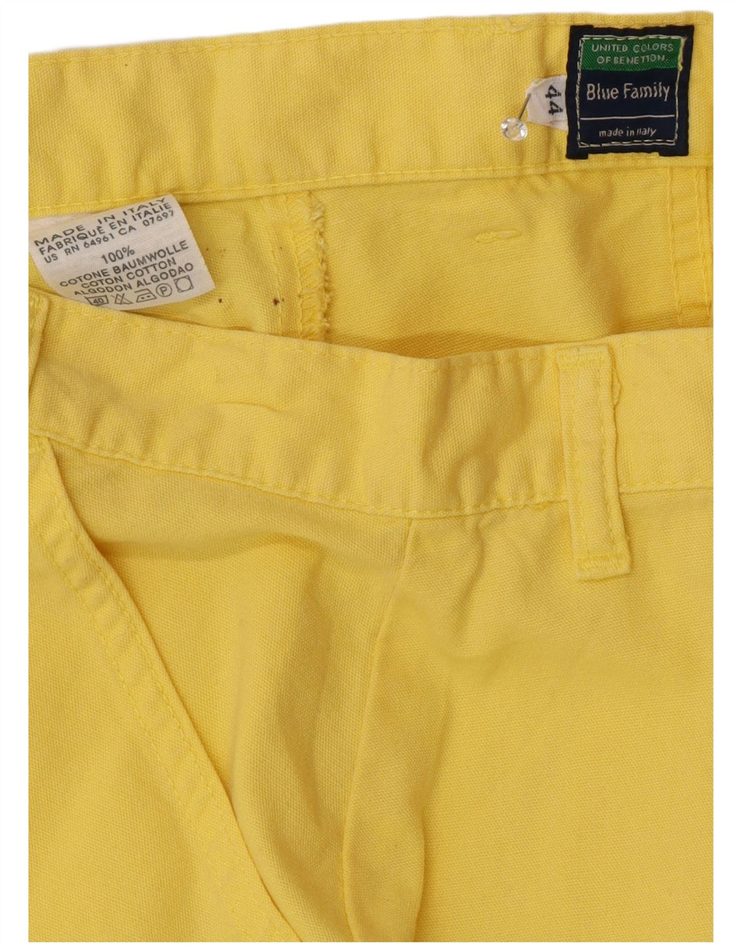 Minigonna Donna Benetton IT 44 Media W28 Cotone Giallo