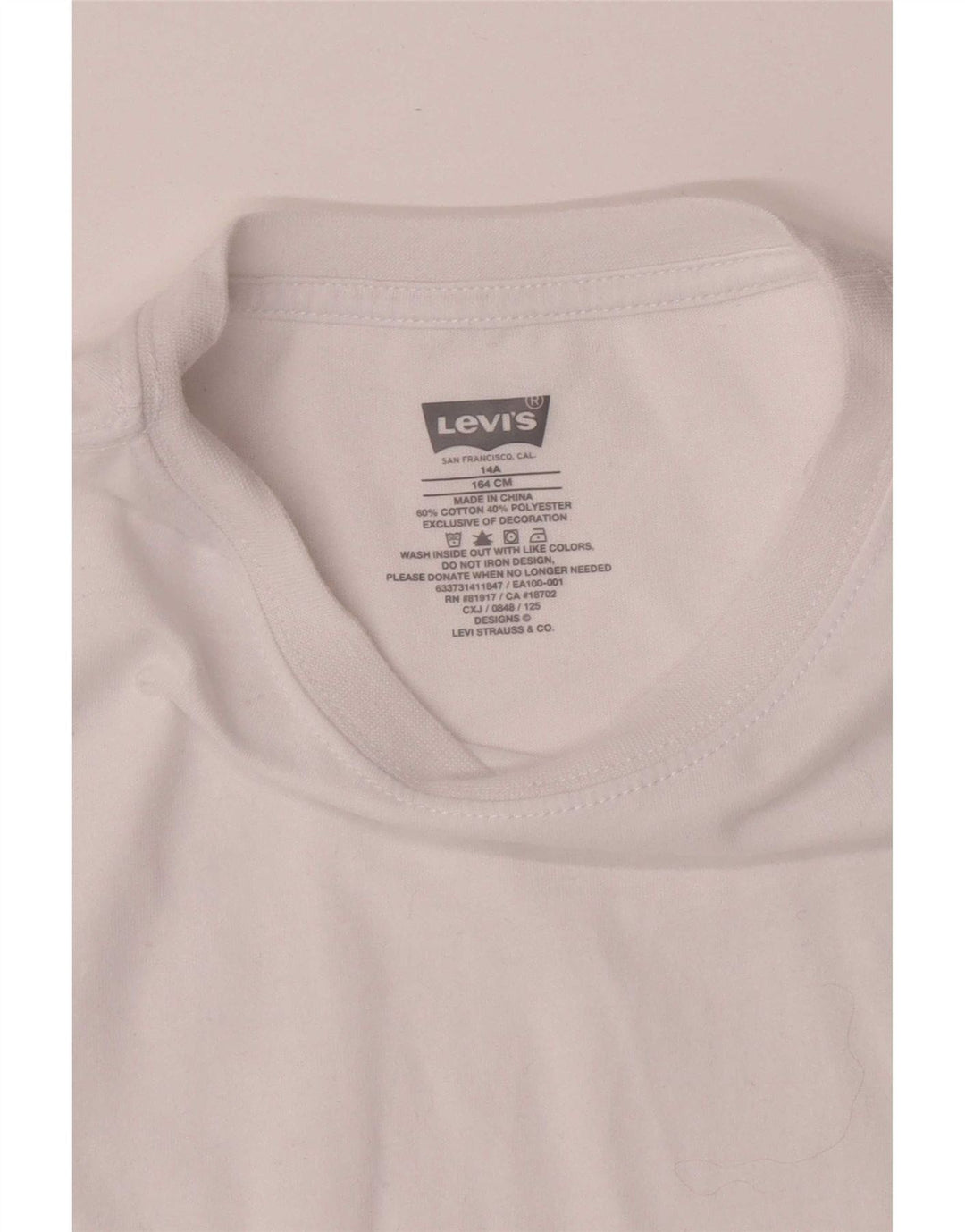 T-shirt Levi's per ragazzi 13-14 anni in cotone bianco