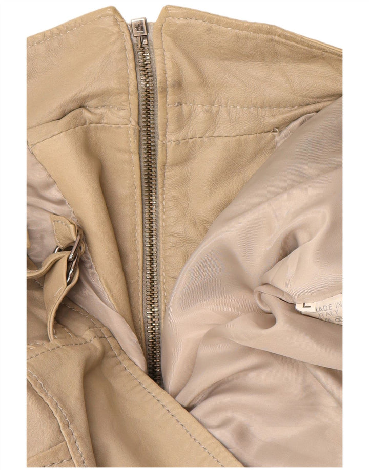 Giacca in pelle vintage da donna UK 16 grande in pelle beige