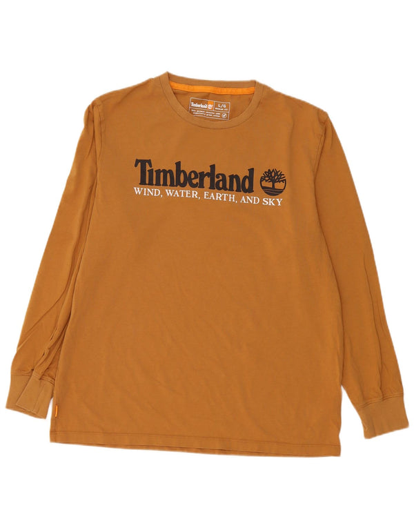 Timberland Mens Regular Fit Graphic Top manica lunga grande cotone marrone
