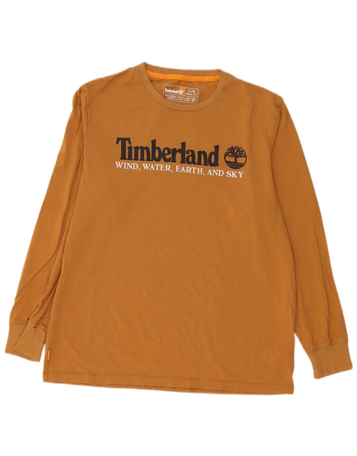Timberland Mens Regular Fit Graphic Top manica lunga grande cotone marrone