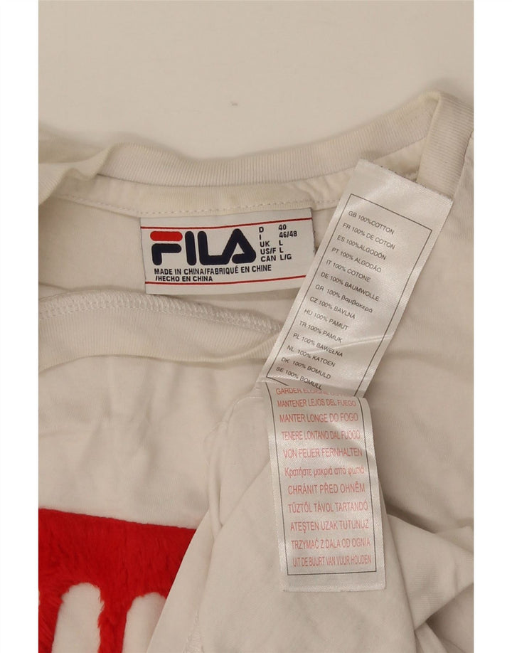 T-shirt grafica da uomo Fila Top grande in cotone bianco