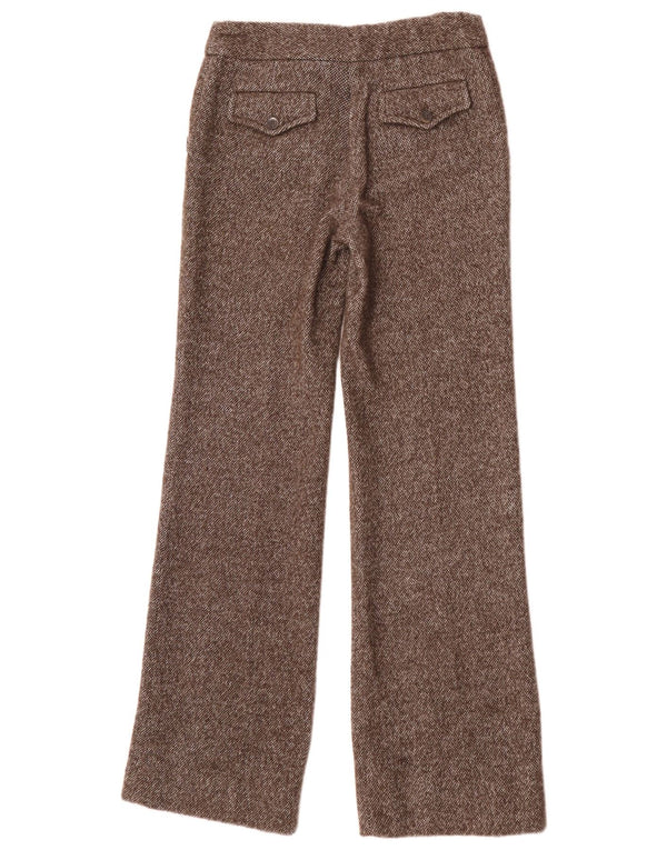 Pantaloni chino dritti da donna Zara EU 36 XS W26 L33 Lana screziata marrone