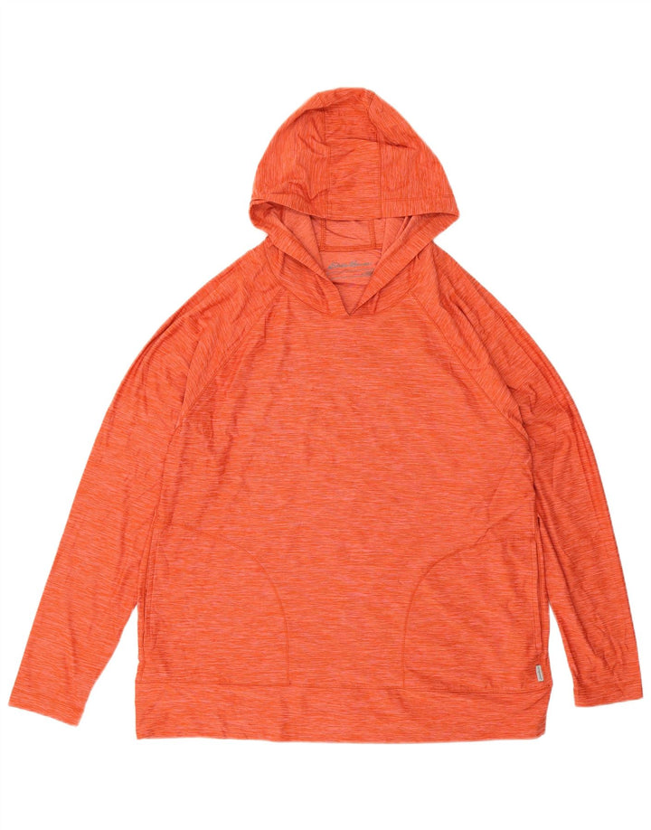 Felpa con cappuccio da donna Eddie Bauer UK 16 Grande poliestere screziato arancione