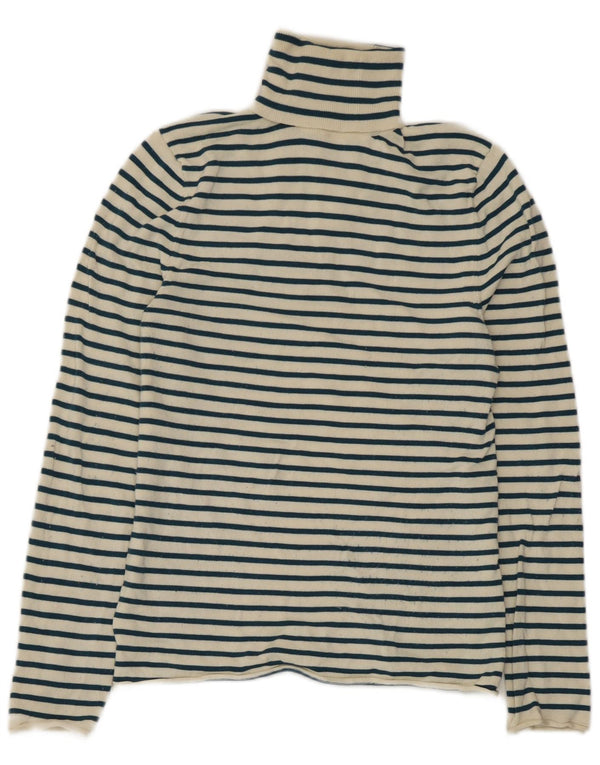 Top Zara da donna a collo alto a maniche lunghe UK 14 Viscosa a righe grandi bianco sporco