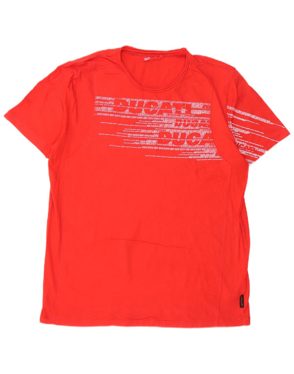 PUMA Uomo Ducati Graphic T-shirt Top Large Rosso in cotone