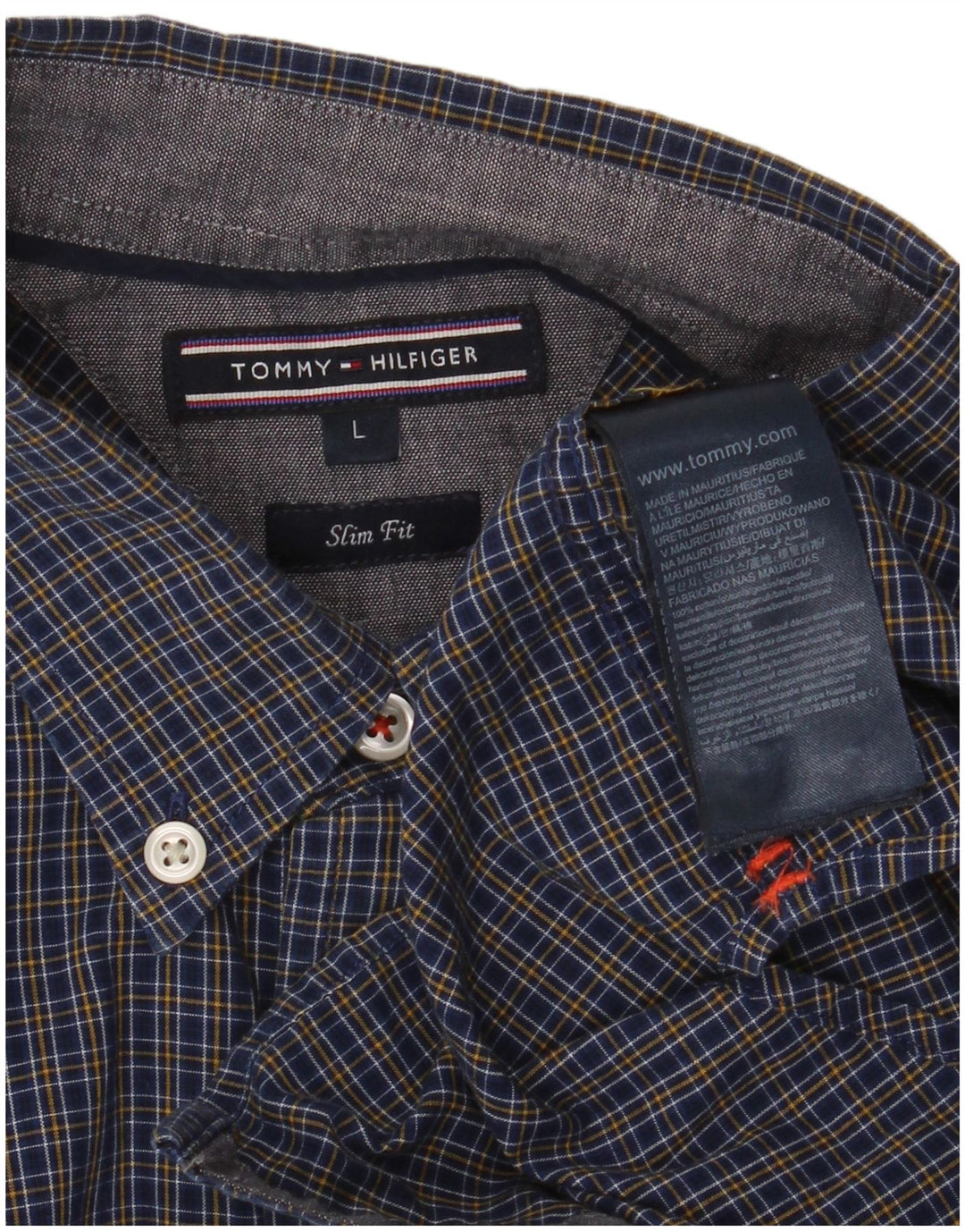 Camicia slim fit da uomo Tommy Hilfiger di grandi dimensioni in cotone a quadri blu navy