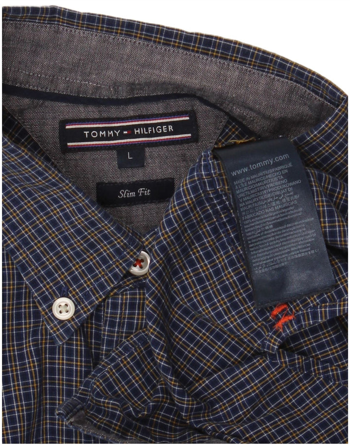 Camicia slim fit da uomo Tommy Hilfiger di grandi dimensioni in cotone a quadri blu navy