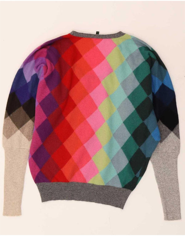 Maglione maglione con scollo a barca da donna Benetton UK 10 piccolo multicolore