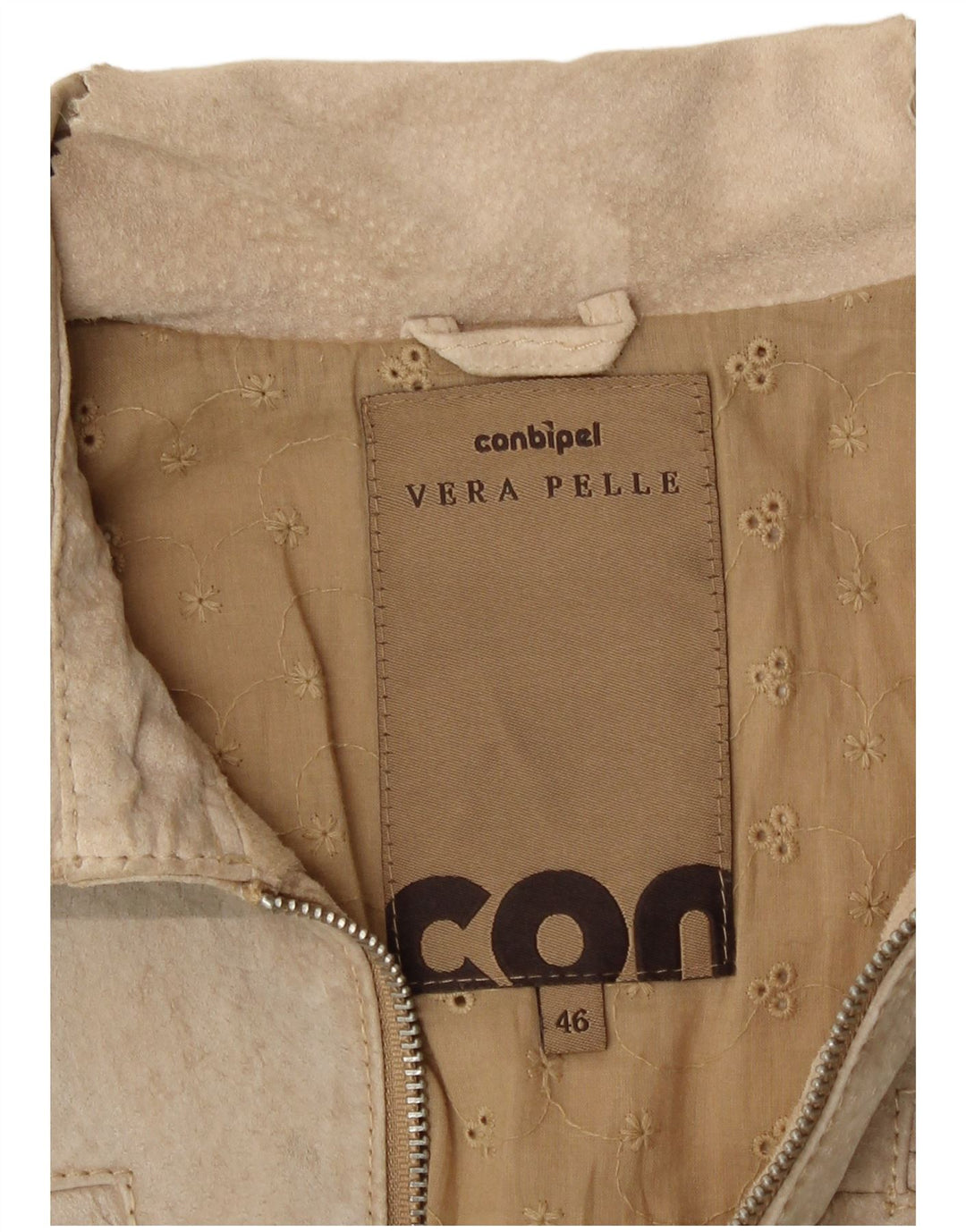 Giubbotto Bomber Donna Conbipel in Pelle Scamosciata IT 46 Large Beige Pelle