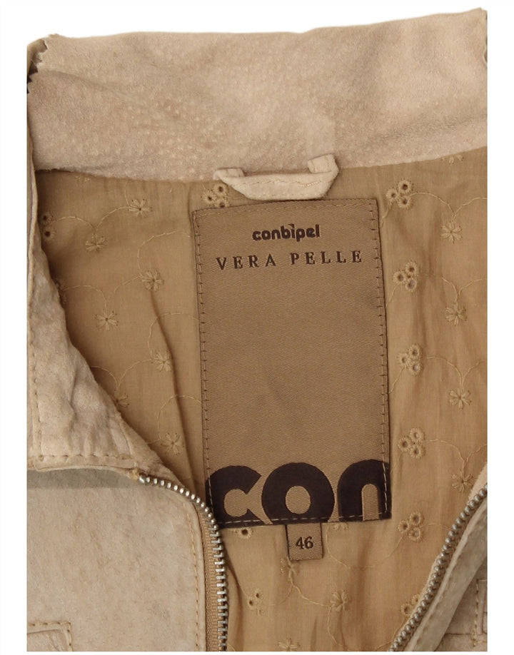 Giubbotto Bomber Donna Conbipel in Pelle Scamosciata IT 46 Large Beige Pelle