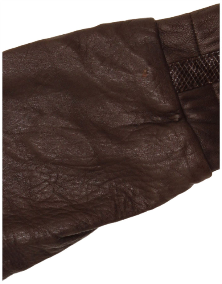 Giacca in pelle da donna VINTAGE UK 14 Pelle a rombi/diamante marrone medio