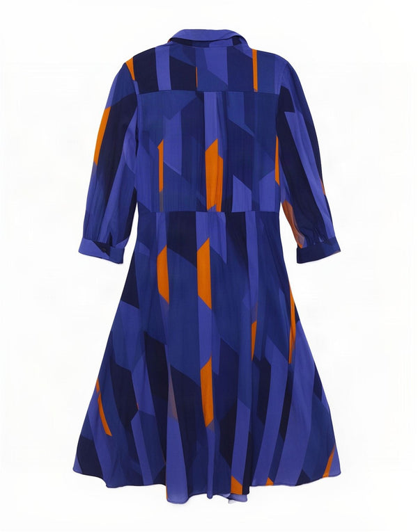 Abito lungo da donna con maniche a 3/4 Hobbs UK 10 piccolo blu geometrico