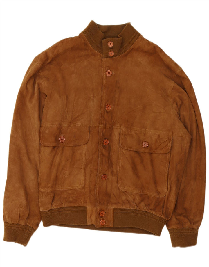 Giubbotto bomber vintage in pelle scamosciata da uomo IT 52 XL in pelle marrone