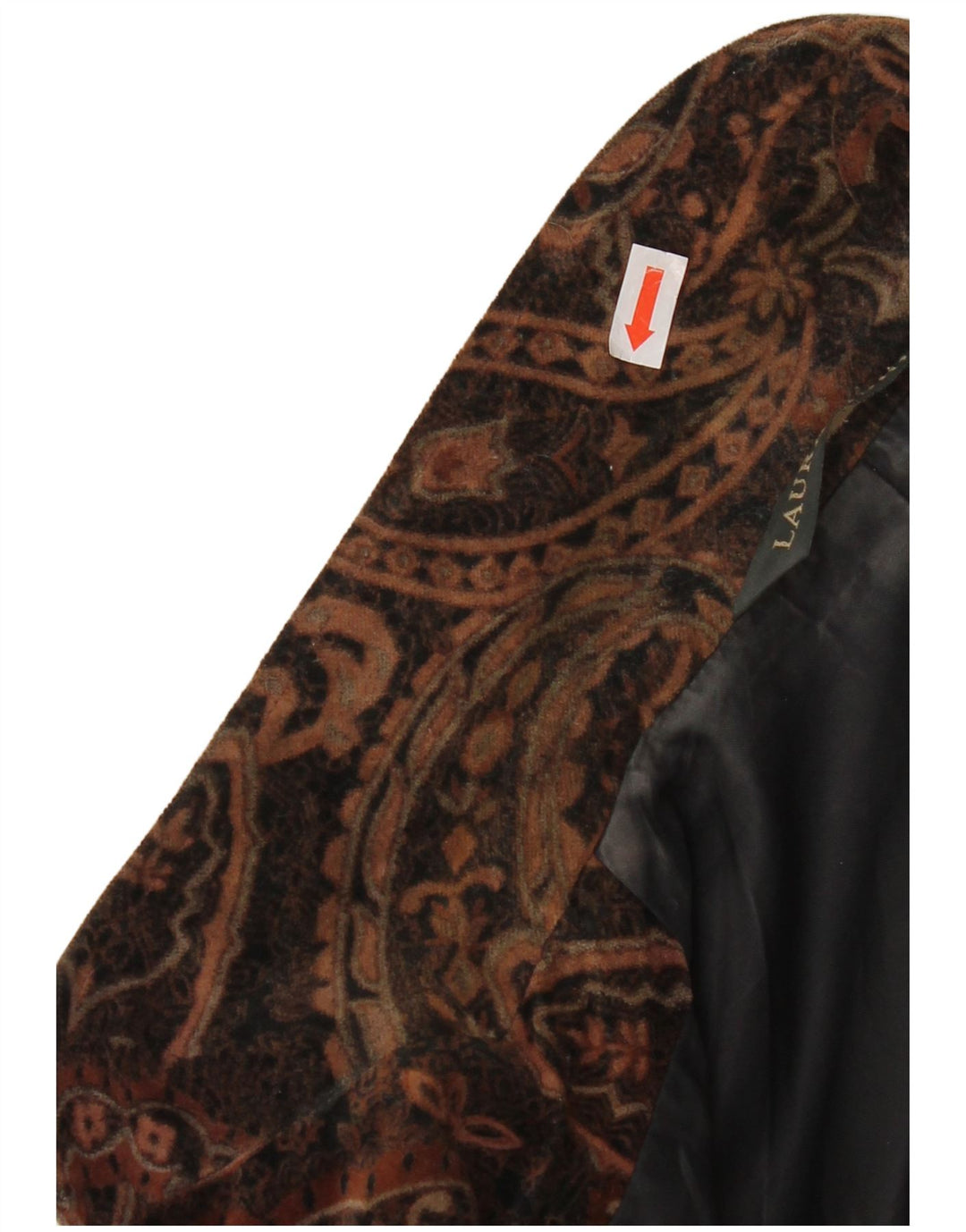 Giacca blazer in velluto a 2 bottoni da donna Laura Ashley UK 8 piccolo marrone Paisley