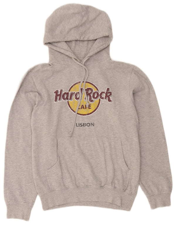 Felpa con cappuccio grafica da donna Hard Rock Cafe Lisbona UK 14 Cotone grigio medio